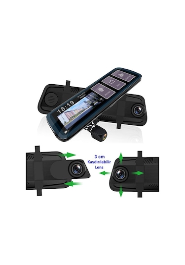 Novatek 10 Inç 2.5D Kıvrımlı Dokunmatik Ekran Aynalı Araç Kamera