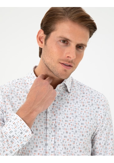 Pierre Cardin Erkek Gömlek Desenli 50298170-vr051 Turuncu