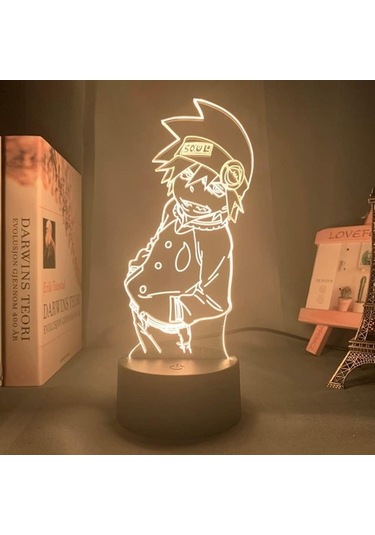 Goldenqian Soul Eater Anime 3d Boy Için Gece Lambası 16 Renkler Kız Odası Dekor Illusion Led Lamba Usb Manga Maka Albarn Şekil Uygun Çocuklar Fanlar Noel Hediyeleri 7lp3p3 Siyah