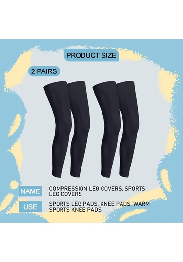 Geeksen Kadın Erkek Spor Knee Pad: Yazlık Buz İpi Güneş Koruyucu, Nefes Alıcı Bisiklet Koşu Çorap Kılıfı - Siyah 2 Çift Siyah