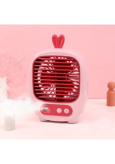 -sprey Nemlendirme Usb Şarjlı Masaüstü Fanı 4486 Pembe