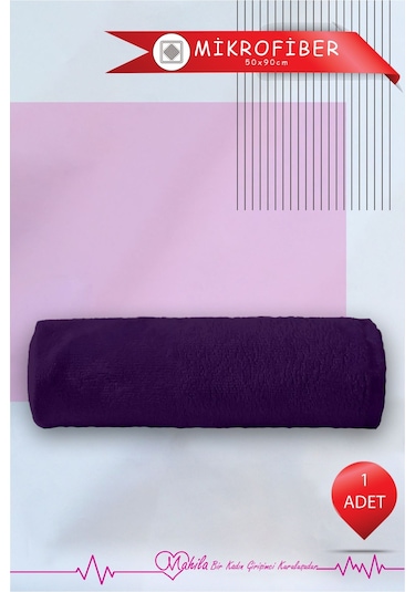 1 Adet 50x90 Mikrofiber Havlu, Premium Havlu, Spor Havlusu, Fitness Havlusu, Berber Kuaför Havlusu Mor