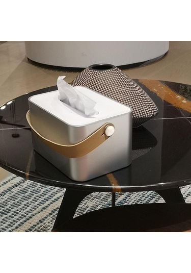 Ganzhoushop Çok İşlevli Mendil Saklama Kutusu Saplı Basit Masaüstü Mendil Düzenleyicigri