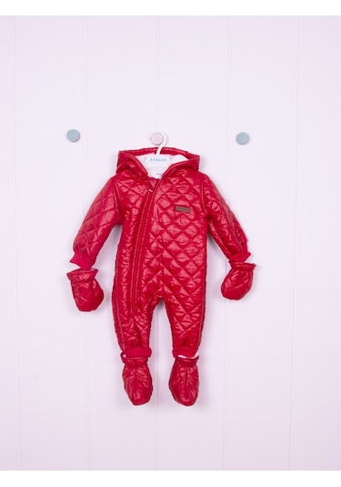 Kırmızı Mikro Kozmonot Eldiven Patikli Astronot Tulum Kırmızı