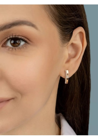 Veronika 925 Ayar Gümüş Küpeler, Altın Kaplama Ve Zirkon Taşlarıyla 135562705 Altın