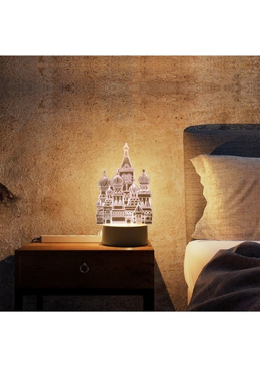 Fosenze Kale Desenli 3d Led Gece Lambası - Dokunmatik Kontrol, 3 Renk Seçeneği, Usb Beslemeli, Çocuk Odası Dekorasyonu Beyaz