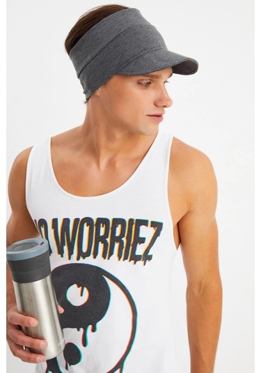 Erkek Uv Koruyuculu %100 Pamuklu Penye Tenis Golf Stil Vizör Şapka Siperlik - Tek Ebat / Füme Füme