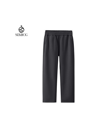 Erkek Rahat Bol Spor Pantolon Düz Renk İlkbahar Sonbahar Kış Erkek Pantolonu Koyu Gri