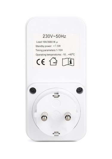 Konesam Otomatik Kapatma Özelliği 1-10 Saat Geri Sayım Zamanlayıcı Prizi, Akıllı Elektrik Cihazı Kontrolü, Eu Standartı, Ac240v Classıc