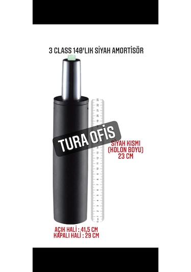 Turaofis Tura Ofis 140'Lık Siyah Amortisör Ofis Koltuğu Yedek Parçası