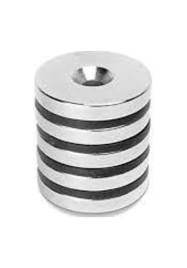 5 Adet Neodyum Mıknatıs Çap: 40 Mm, Kalınlık : 5 Mm Havşa Delikli