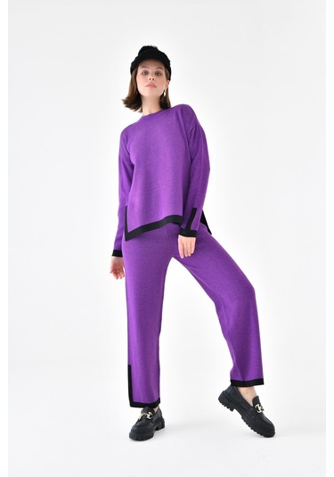 Ftz Women Kadın Çizgi Detaylı İkili Takım Mor 20631-mor Mor