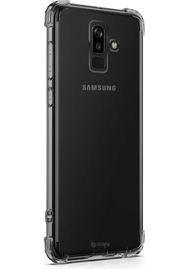 Blogy Galaxy A6 Plus İle Uyumlu Crystal Fit Kılıf Smoke Black