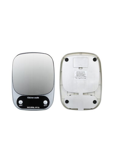Neevoyu Ev Ve Pasta Fırını İçin 5kg/0.1g Hassas Dijital Terazi, Su Geçirmez Yüzey, Taşınabilir, Gümüş Rengi, Pil Dahil Değil Gümüş