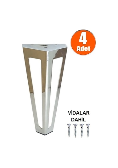 Mobaksaksesuar Neptün Dekoratif Metal Mobilya Ayak 14 Cm Krom 4 Adet