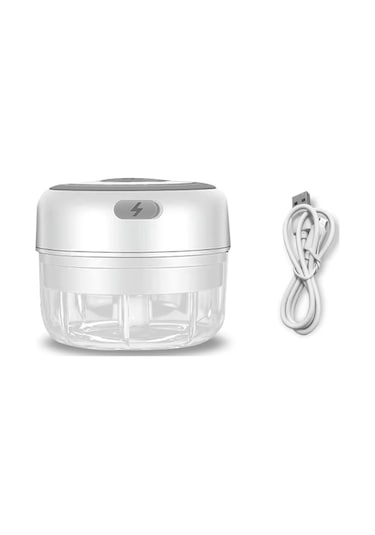 Elektrikli Sarımsak Ezici - Mini Sarımsak Ezici, Taşınabilir Et Doğrayıcı A Beyaz