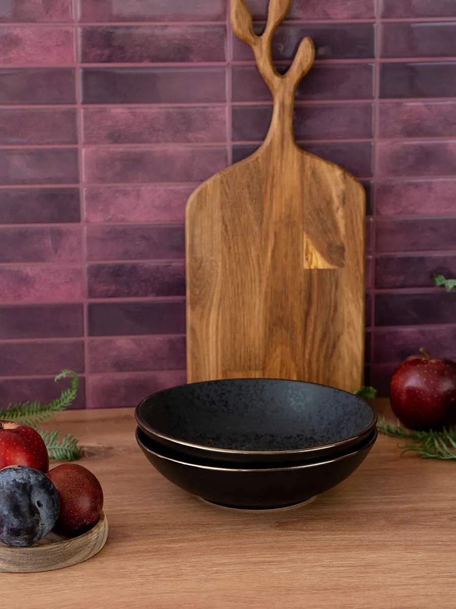 Korall Çorba Tabakları Seti 2 Adet 800 Ml Elite Black 32446488 Siyah