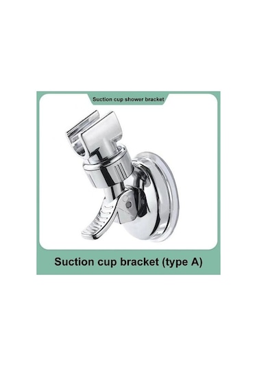 Primepickings 1 Adet Ayarlanabilir Duş Başlığı Tutucu Krom Kaplama 360 Dönme Evrensel Vantuzlu Delmeden Banyo Aksesua 2 Katlı Gri