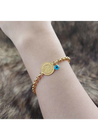 ALTINBEYI Doçlu Ata Çeyrek Altınlı Bileklik Sarı Altın