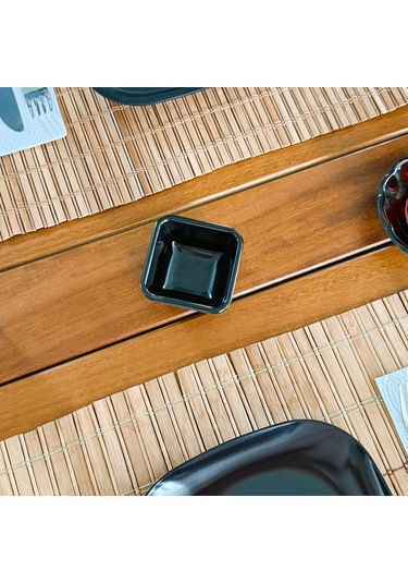 Alezy 528 Göreme Melamin Termostar Kare Sosluk 7 Cm Siyah