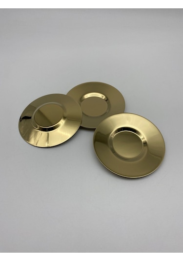 6'lı Gold Paslanmaz Çelik Çay Tabağı Seti Pasct01 Gold