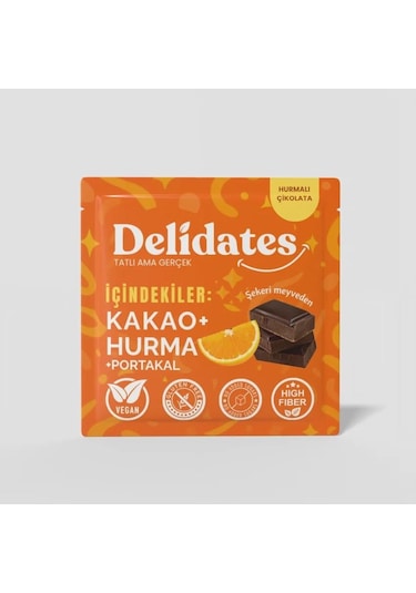 Delidates Portakallı Hurmalı %70 Bitter Çikolata 40gr-3581