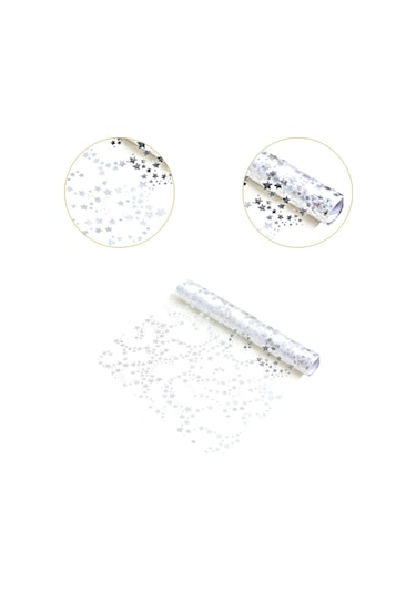 Homyl Yılbaşı Masa Örtüsü Rulo Tatil Partisi Hediyeleri Gümüş 28cmx5y