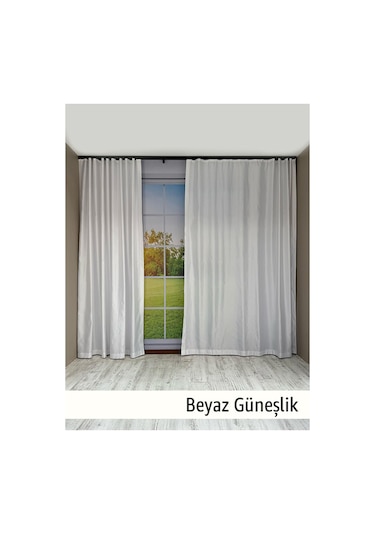 Donatti Beyaz Saten Güneşlik Düz Dikiş Beyaz