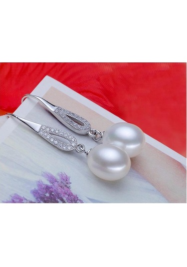 Beyaz Lsooyh Bohemian Doğal Tatlı Su İnci Küpeler Kübik Zirkonya Uzun Küpe Kadınlar İçin Kız Hediye Çok Renkli