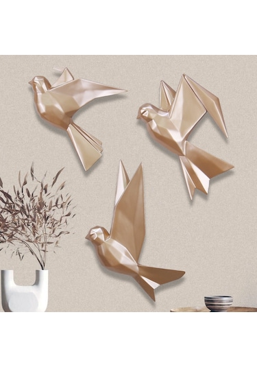 Mouette 3'lü Dekoratif Kuş Vizon