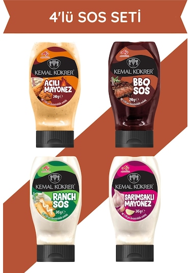 4'lü Sos Seti Barbekü Sos & Ranch Sos & Sarımsaklı Mayonez & Acılı Mayonez