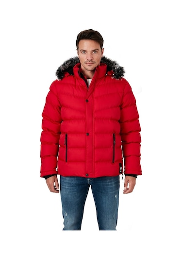 Buratti Slim Fit Suni Kürklü Peluş Astarlı Çıkarılabilir Kapüşonlu Şişme Erkek Mont 5761080 B Kırmızı Buratti Slim Fit Suni Kürklü Peluş Astarlı Çıkarılabilir Kapüşonlu Şişme Erkek Mont 5761080 B Kırmızı