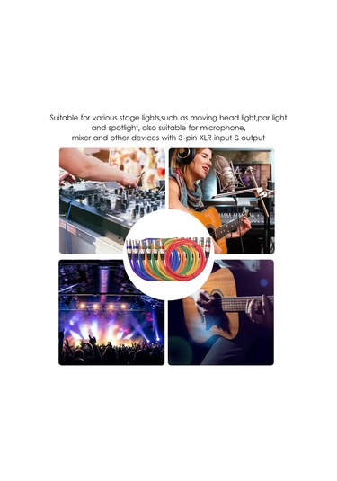 Lemestar 1.5m Uzunlukta 6 Renkli Set, Çift Katlı Koruma, 3 Pin Xlr Mikrofon-mikser Ses Kablosu Profesyonel Sinyal Aktarımı