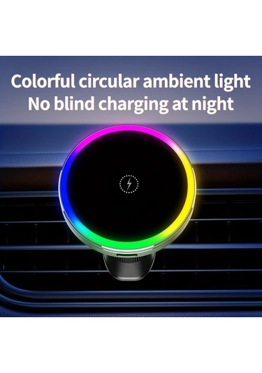 Honeybeeshop Siyah Fan Soğutmalı Araba Manyetik Kablosuz Şarj Qı1 Hızlı Şarj  İphone Uyumlu12 16 Serisi Uygun Araba Hava Çıkışı Telefon Tutucu