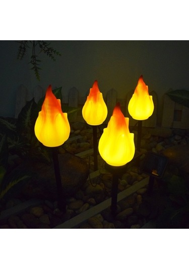 Trendooze Güneş Enerjili Bahçe Lambası, Alev Efekti, Su Geçirmez, Ip55, Modern Tasarım