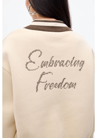 Quzu Bej Kadın Sweatshirt Swt00967 Bej