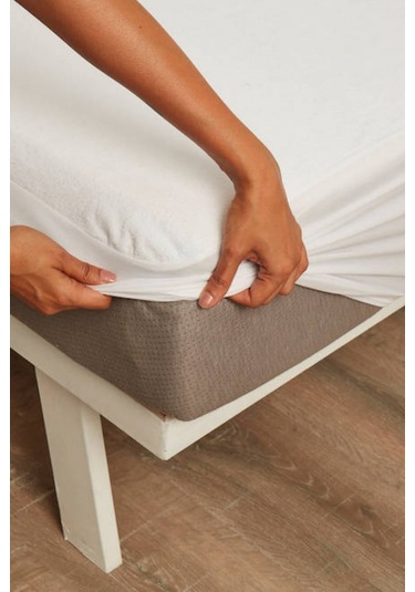 Evony Sıvı Geçirmez Fitted Çift Kişilik Alez 150x200+30 Cm Beyaz