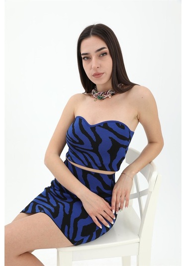 Zebra Desen Etek - Saksmavisi - Saksmavisi Saks Mavi