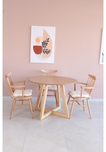 BAMBU -ÇAM  Renk  Yuvarlak Yemek Masası, Modern BAMBU MDF  Yemek