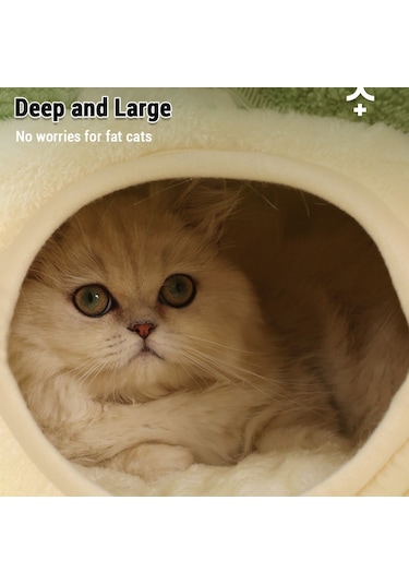 Hallow Kedi Yatağı Ultra Yumuşak Peluş Malzeme 2'si 1 Arada S Yeşil