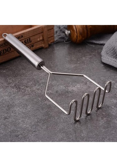 Paslanmaz Çelik Patates Ezici, Pratik Patates Ezici Püre Yapıcı, Mama Yapıcı Aparat Siyah