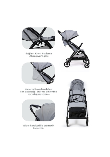Kanz Xflop Autofold Kabin Boy Bebek Arabası Ultimate Grey