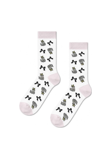 Carnaval Socks Çoklu Kedi Desenli Beyaz Unisex Soket Çorap 2000386