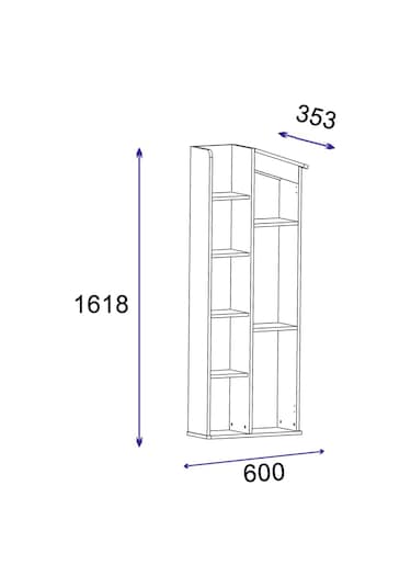 Arnetti Valerin Kitaplık Raflı Kitaplık Atlantik Çam Antrasit