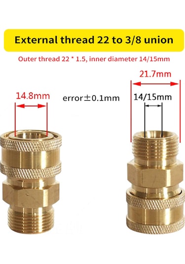 Geeroyoo Yüksek Basınçlı Yıkama Makinesi Hızlı Bağlantı Seti - Pirinç Malzeme, 8 Parça, 22 14/1/2 3/8 Dönüştürücü