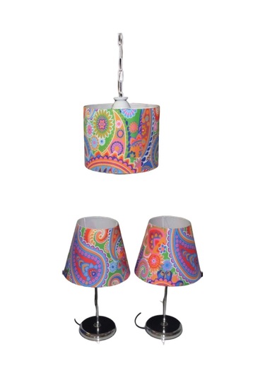 Yatak Odası Avize Abajur Seti Metal Krom Ayaklı