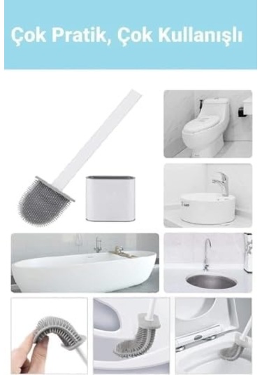 Home Duvara Yapıştırılabilir Silikon Wc Fırçası,ince Aralara Girebilir Silikon Klozet Fırçası Beyaz Siyah