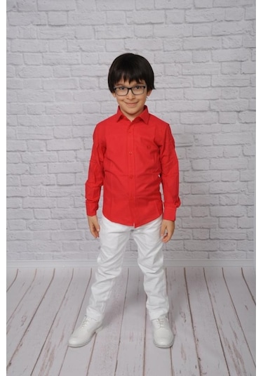 A.L.M Kids Keten Çocuk Uzunkol Gömlek