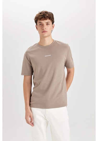 DeFacto Regular Fit Bisiklet Yaka Baskılı Ağır Kumaş Kısa Kollu Tişört C6139AX24AUBG73