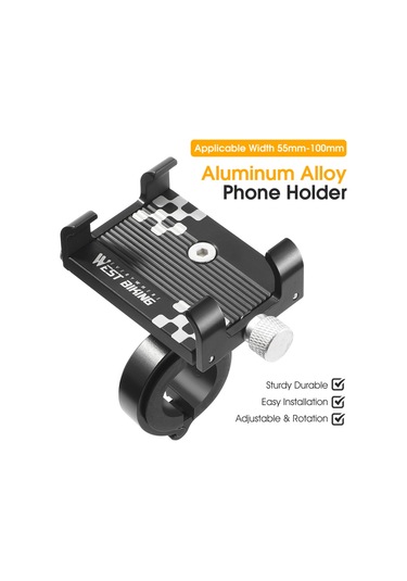 Springsun Bisiklet Telefon Tutucu - Alüminyum Gidon Braketli Akıllı Telefon Navigasyon Bisiklet Aksesuarı Siyah